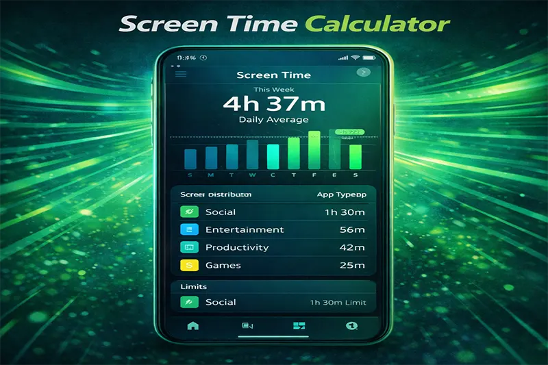 Screen Time Calculator – Track & Manage Your Daily Digital Hours